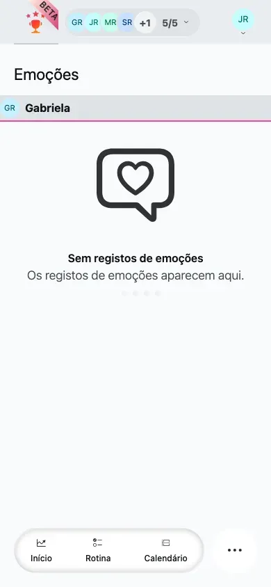 O quadro de emoções no telemóvel com o estado sem membro selecionado