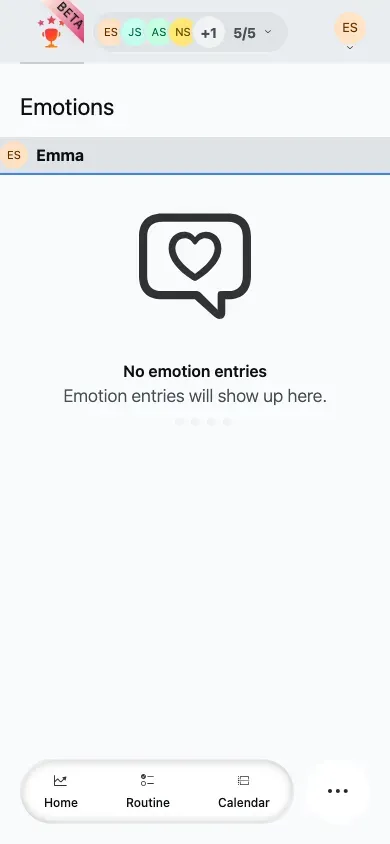 The emotion board on mobile showing the no-member-selected empty state