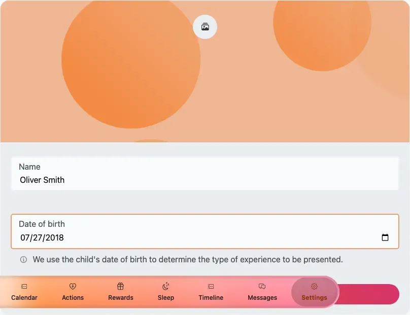 The profile editor for a family member.