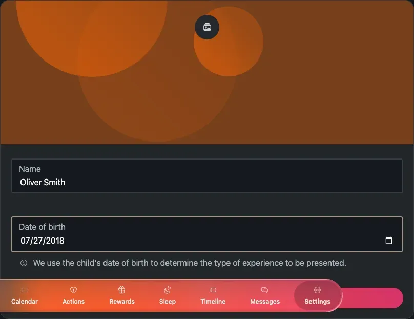 The profile editor for a family member.