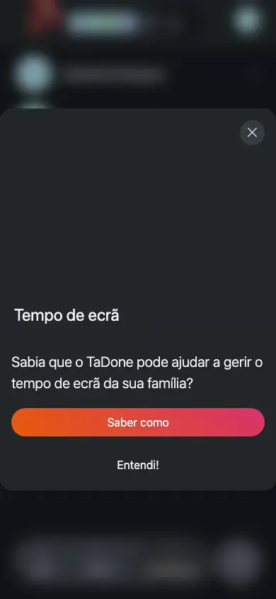 Lista de conversas em ecrã inteiro no telemóvel