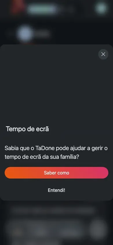O painel do membro no telemóvel, com cartões e painéis numa única coluna.