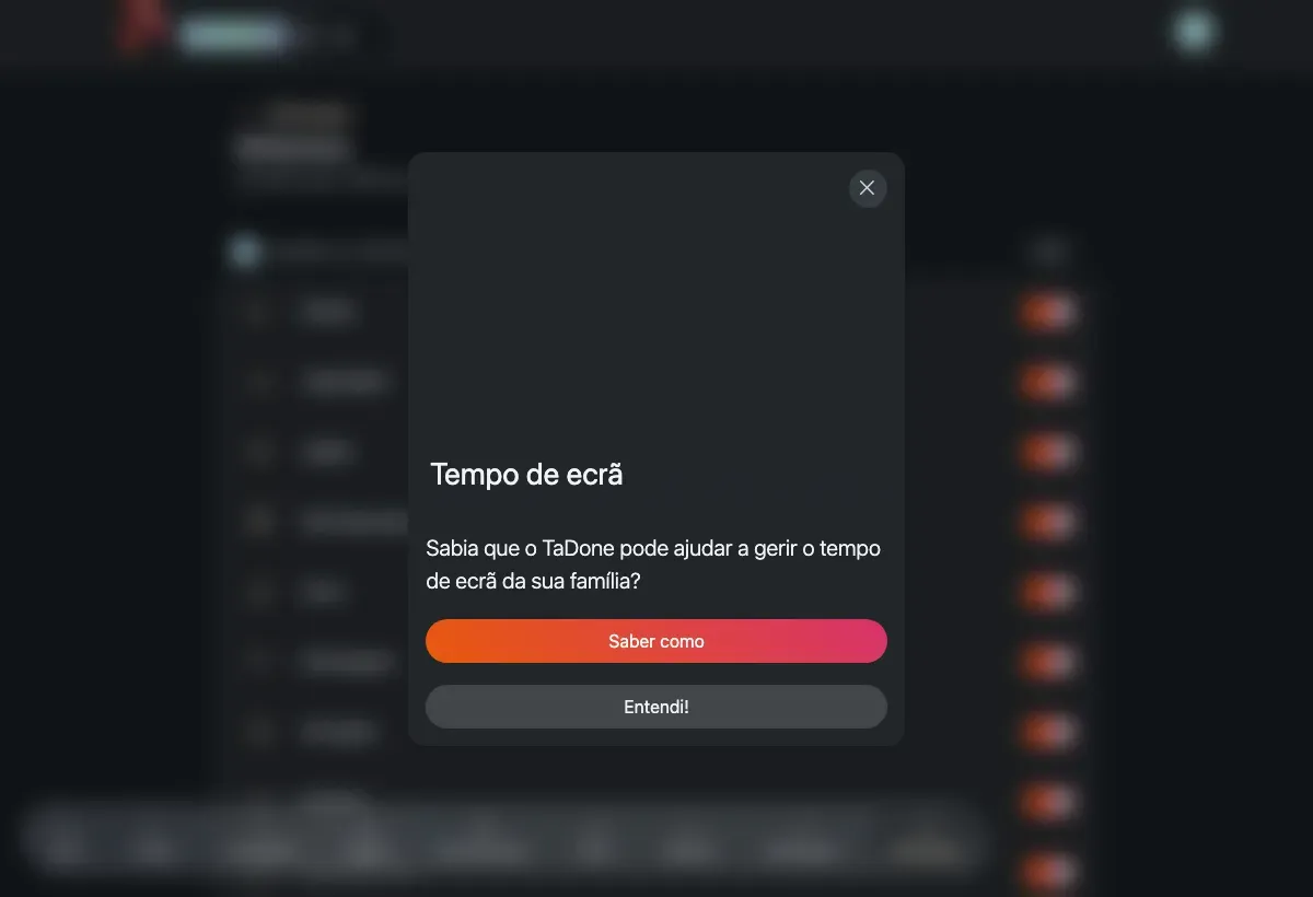 A página de Módulos com uma lista de interruptores por membro.