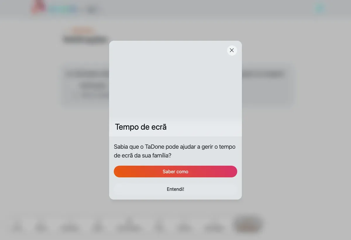 A página de Notificações com o interruptor principal.